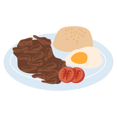 Filipino Breakfast Tapsilog Meal Illustration