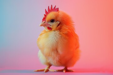 Fototapeta premium A Baby Chick's Colorful Portrait