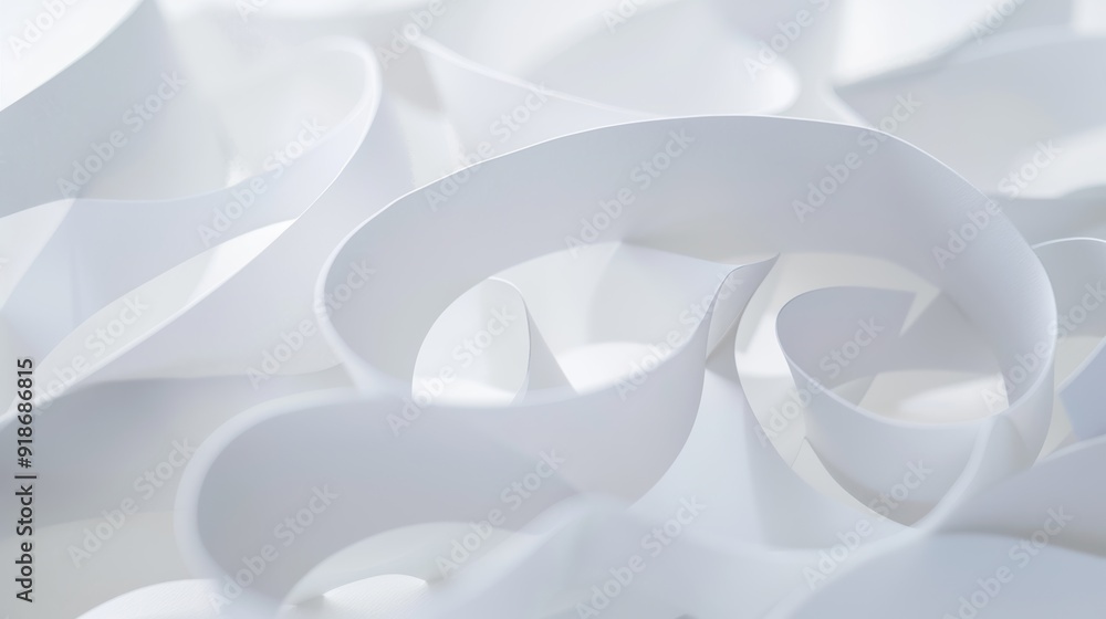 Poster curled paper stripes creating a wavy abstract pattern, perfect for background designs