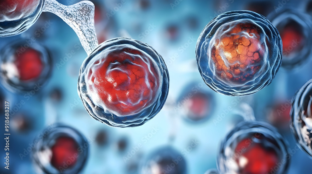Poster biotechnology and human cells interaction - a visual representation of human cells being modified or