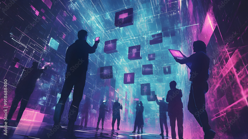 Poster blockchain for intellectual property rights - a visual of artists and creators registering their wor