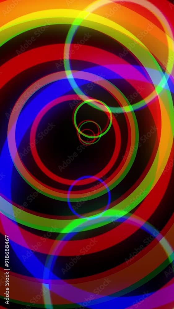 Poster rotating rainbow swirl. seamless loop. psychedelic tunnel multicolored trip. computer generated abst