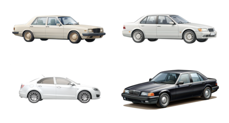Professional Car Sedan Image on Transparent Background for Transportation