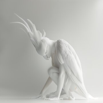 Bizarre Half Bird half woman all white