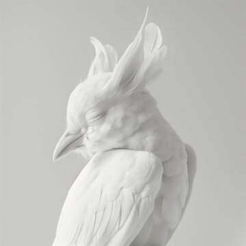 Fototapeta Beautiful white bird on white in studio portrait