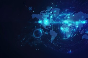 Fototapeta premium A blue background with a globe and a lot of dots