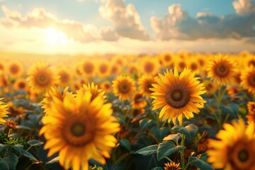 Fototapeta premium Golden Hour Sunflowers