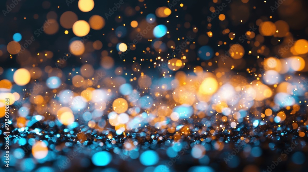 Poster soft bokeh lights illuminate a dark background, creating a vibrant and enchanting atmosphere