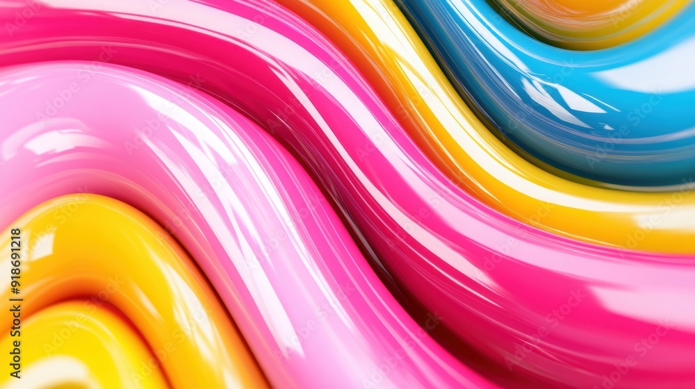 Poster a mesmerizing display of colorful swirling patterns with fluid shapes in various bright shades