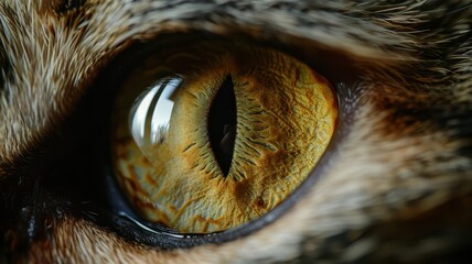 A closeup of a cat s eye and the surrounding fur, with soft lighting emphasizing the texture, against a clean background