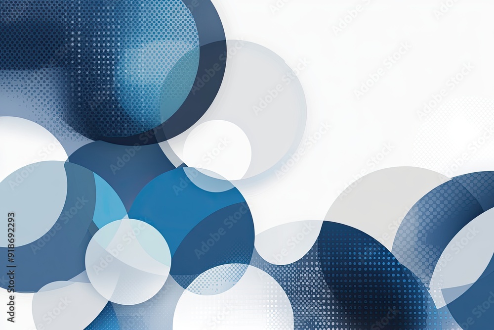 Poster a blue and white background with a lot of circles. the circles are of different sizes and are scatte
