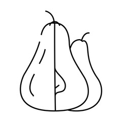 pear two cut line icon vector. pear two cut sign. isolated contour symbol black illustration