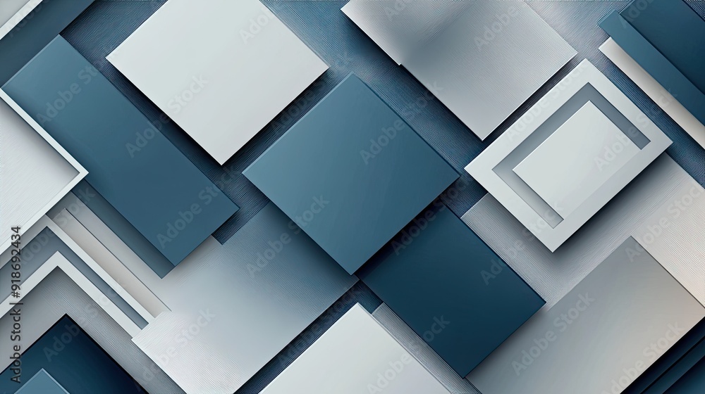 Poster a blue and white background with squares of different sizes. the squares are arranged in a way that 