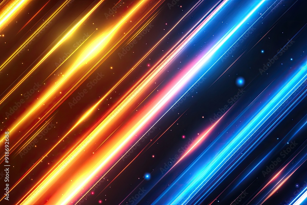 Poster a colorful, glowing line drawing of a starry sky. the colors are bright and vibrant, creating a sens