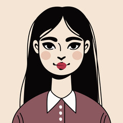 Portret kobiety na jasnym tle. Avatar do mediów społecznościowych. Różnorodność. Ilustracja wektorowa w stylu kreskówkowym. © Monika