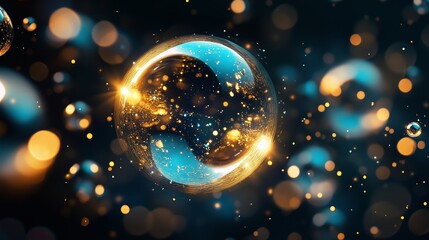 Naklejka premium Exploring the Ethereal Beauty of Bubbles in Light