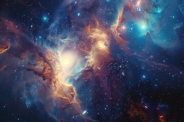 Fototapeta premium Colorful and detailed image of a nebula and stars in deep space