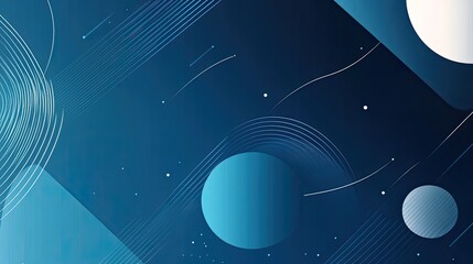 A blue background with a white star and a blue planet