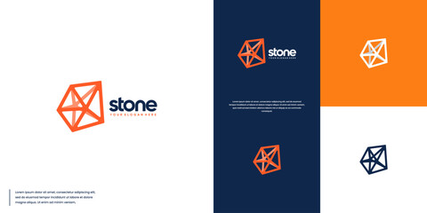 stone logo with geometric style, abstract shape, vector graphic design.