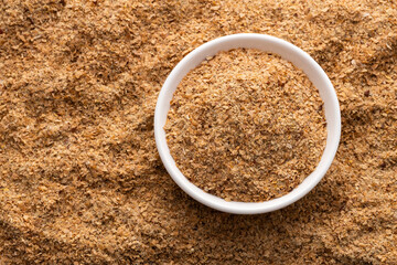 Powdered food based on soy fiber with psyllium fiber to cleanse the colon in the bowl