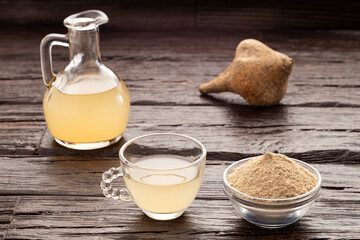 Peruvian Lepidium meyenii powder dissolved in water - Maca