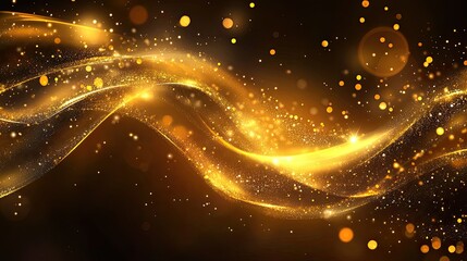 A gold colored wave with a lot of sparkles