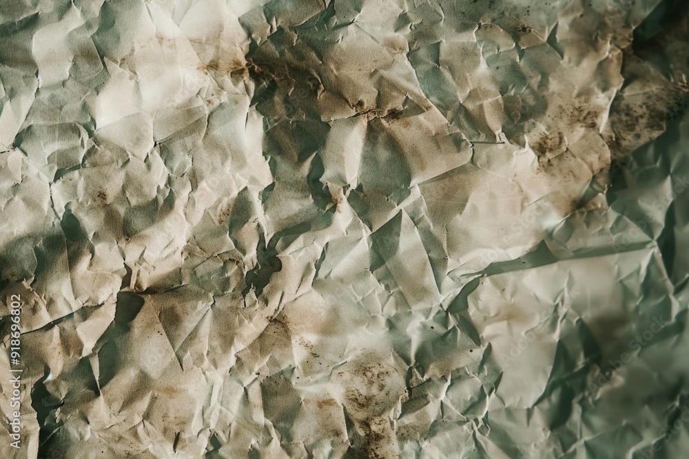 Poster a close-up view of a crumpled paper with creases and folds
