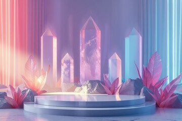 Floating Crystals on a Dreamy Podium