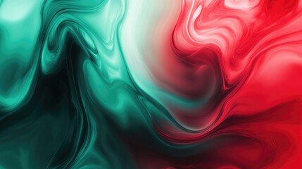 Obraz premium Abstract Swirling Liquid in Teal and Red Hues