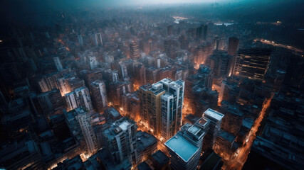 Obraz premium Metropolitan Twilight: A Symphony of Lights and Shadows