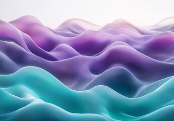 Obraz premium Organic, fluid shapes resembling ocean waves, with a soothing gradient of soft purples and teals