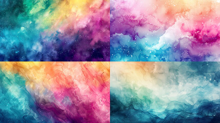 Dynamic watercolor washes of ethereal auroras, vibrant and smooth colors, seamless blending, high-quality digital paper 