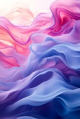 Obraz premium Abstract liquid waves with a soft gradient of pinks, purples, and blues, creating a peaceful and flowing composition