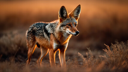 Fototapeta premium Twilight Sentinel: The Fox's Calm Vigil