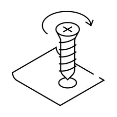 tighten screw screwdriver assembly furniture line icon vector. tighten screw screwdriver assembly furniture sign. isolated contour symbol black illustration