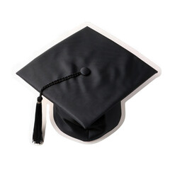 A stylish black graduation cap, symbolizing academic achievement and success, perfect for educational or celebration themes.
