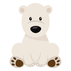 Cute sitting polar white bear vector cartoon illustration