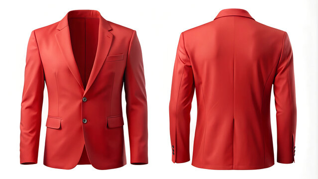 set of red color front and back view stylish tee blazers mockup image