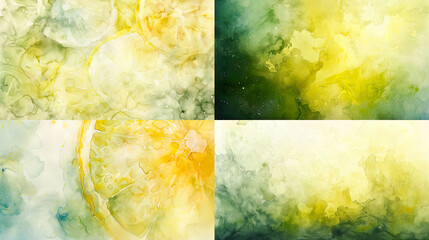 Soft watercolor washes of the Lemon Slice Nebula, blending soft yellow and green hues, creating a calm and ethereal effect 