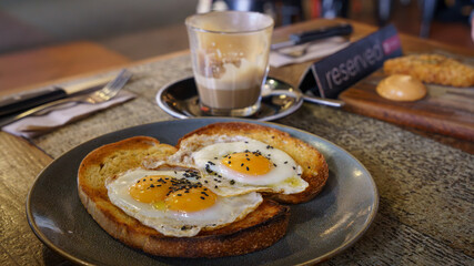 Eggs on Toast, with a Latte