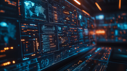 Obraz premium Advanced technology in a futuristic digital workspace