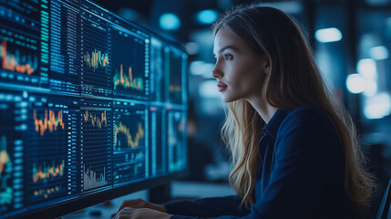 Cutting-edge financial software in a high-tech office environment