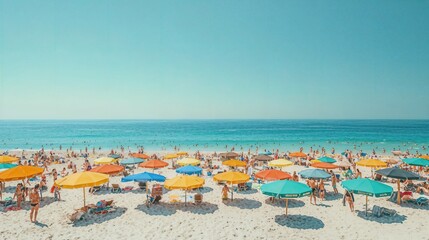 a beach filled with lots of colorful umbrellas