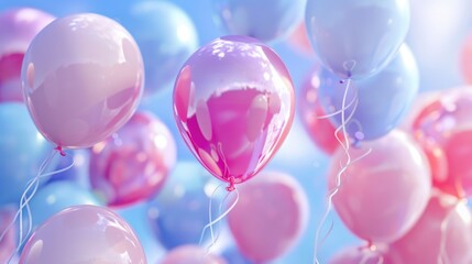 Colorful balloons drifting in the air, suitable for celebration or decoration