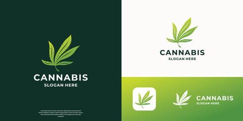 Cannabis marijuana logo symbol Vector vintage illustration.
