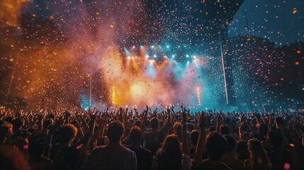 a large group of people standing on top of a stage