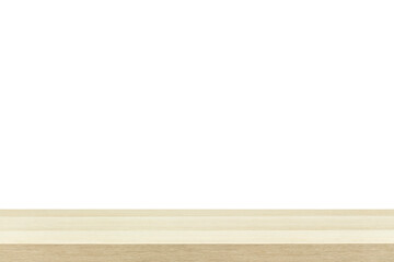 empty wooden table top in foreground isolated on background with clipping path. used for template mock up for display or montage products. showing your objects or mounting. wooden counter.