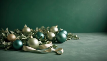 merry christmas background , copy space, high detail, sophisticated muted-green color scheme, dramatic dutch light, ai