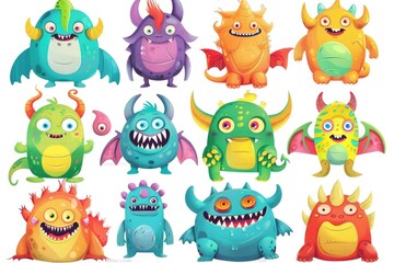 Obraz premium A group of cartoon characters with various facial expressions