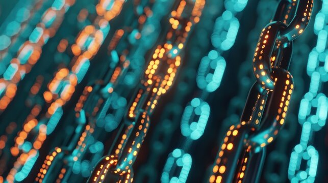 Abstract Digital Chain with Binary Code
